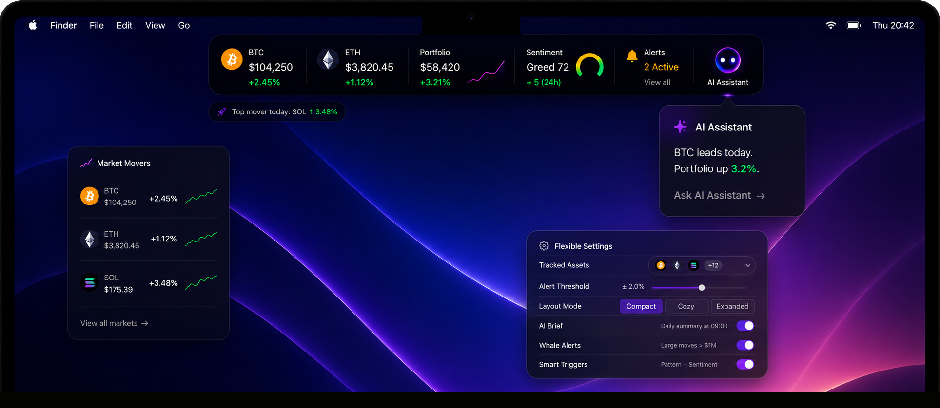 PulseNotch interface on a MacBook